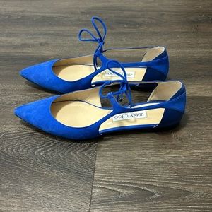 Jimmy Choo Blue Suede Vanessa Flats - Size 8